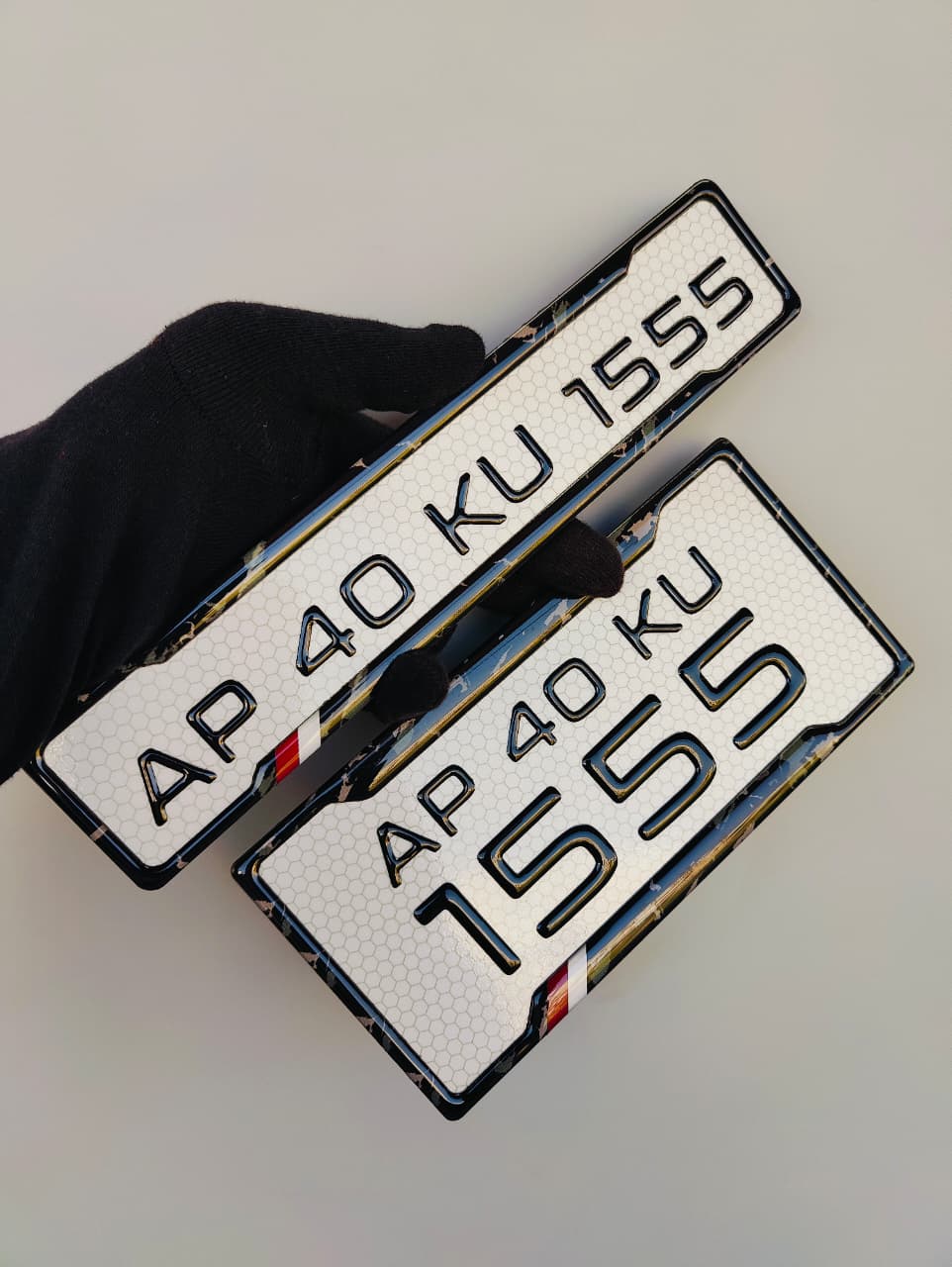 order Waterproof embossed bike registration plate with stylish 3D gel numbers