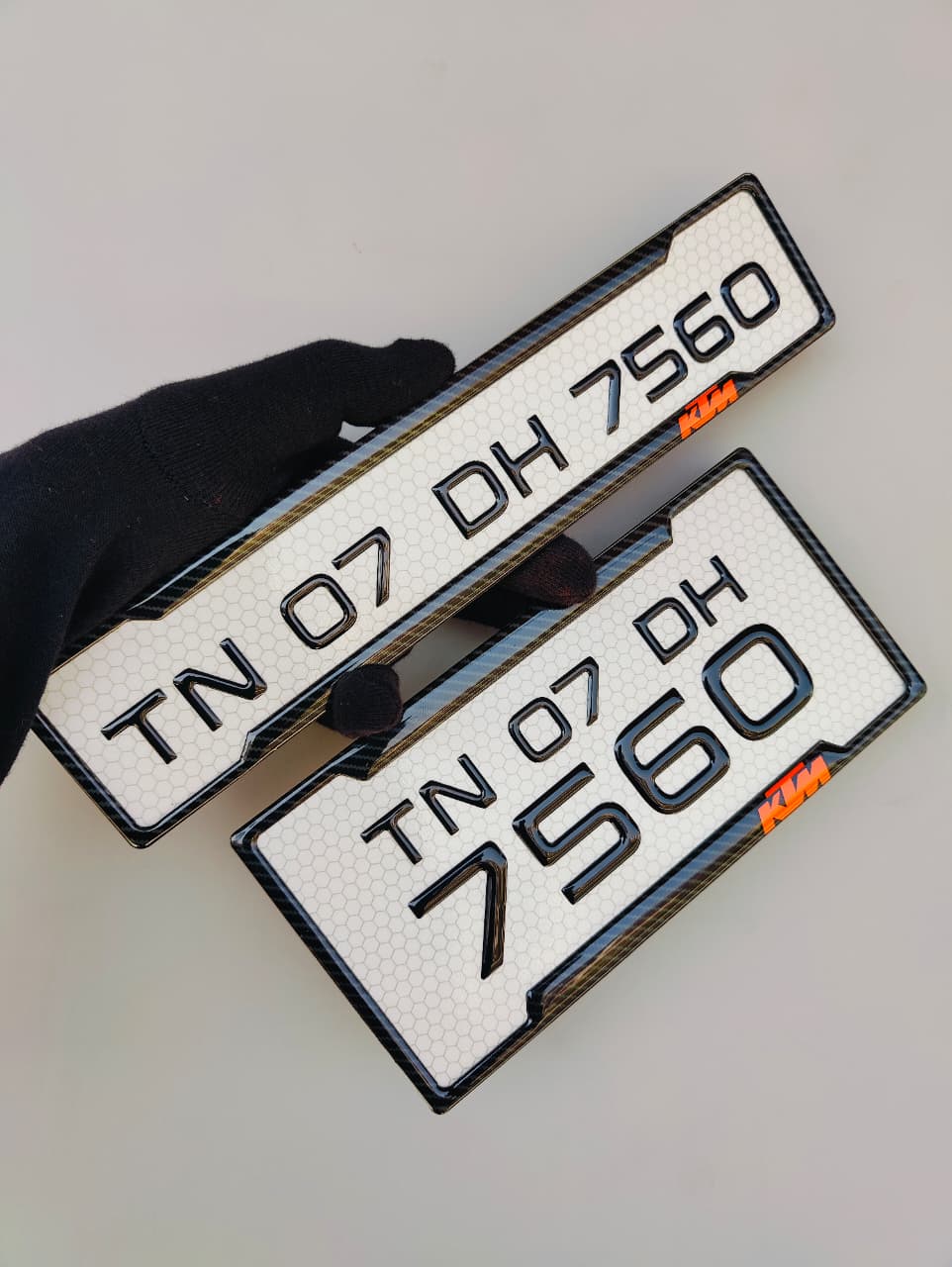 buy Premium black bike number plate with white 3D gel font for motorcycles