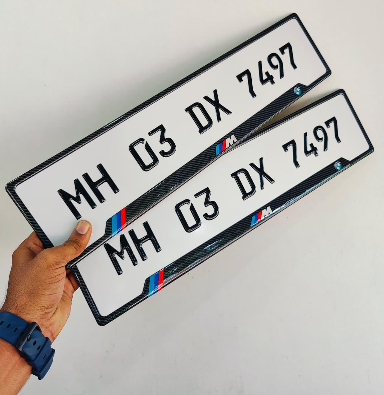 buy Stylish black car number plate with white 3D gel lettering India