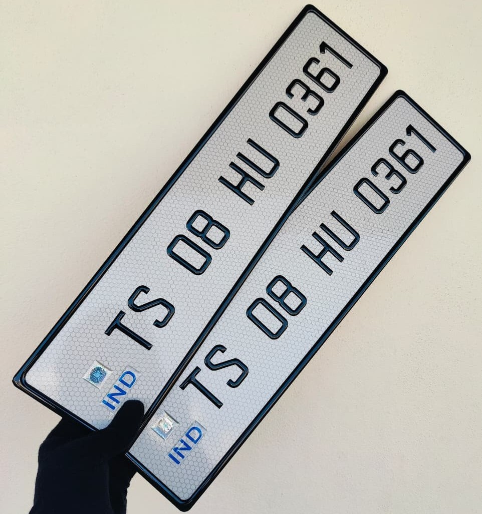 order Waterproof reflective car number plate with premium embossed gel design