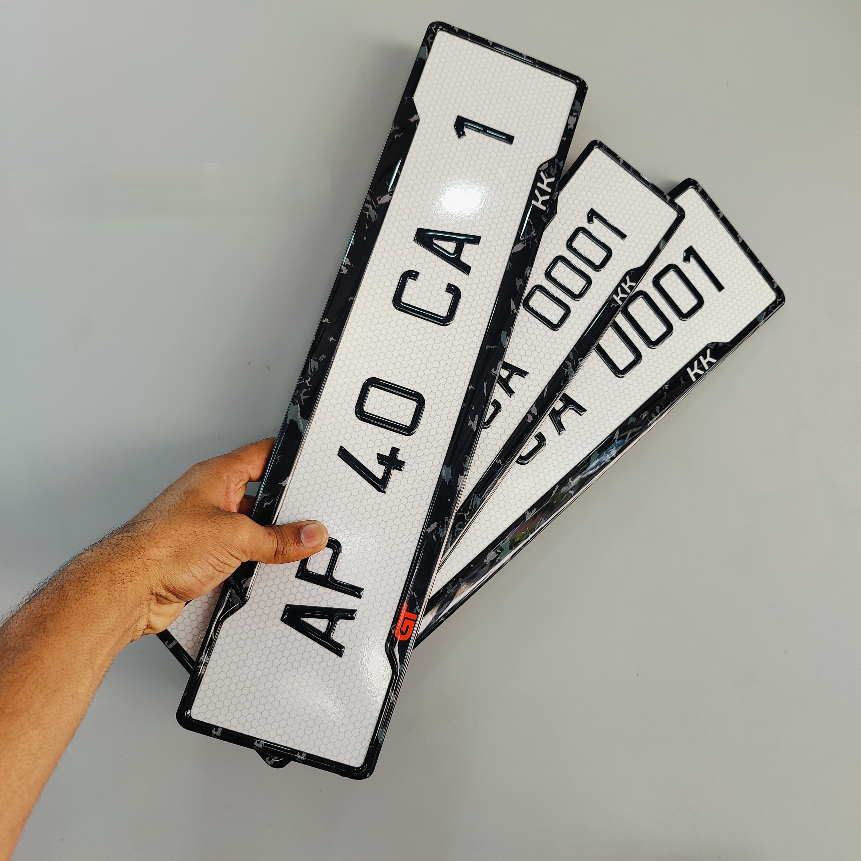 buy TS fancy car number plate with IND style reflective gel letters